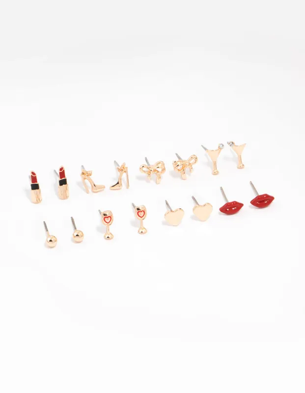 Gold Girls Night Out Earrings 8-Pack sold by lovisa