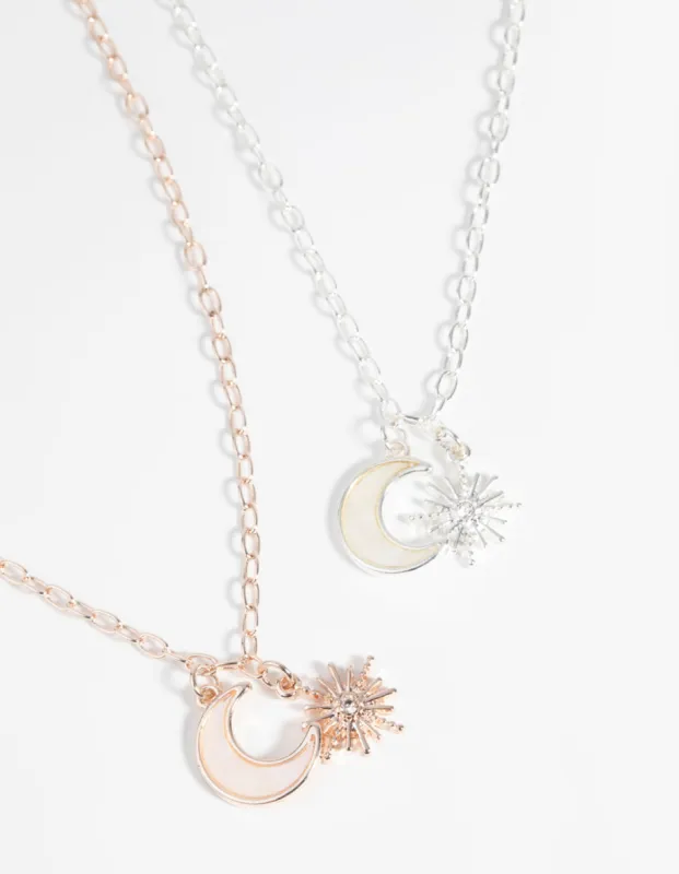 Mixed Metal Celestial Necklace Set sold by lovisa