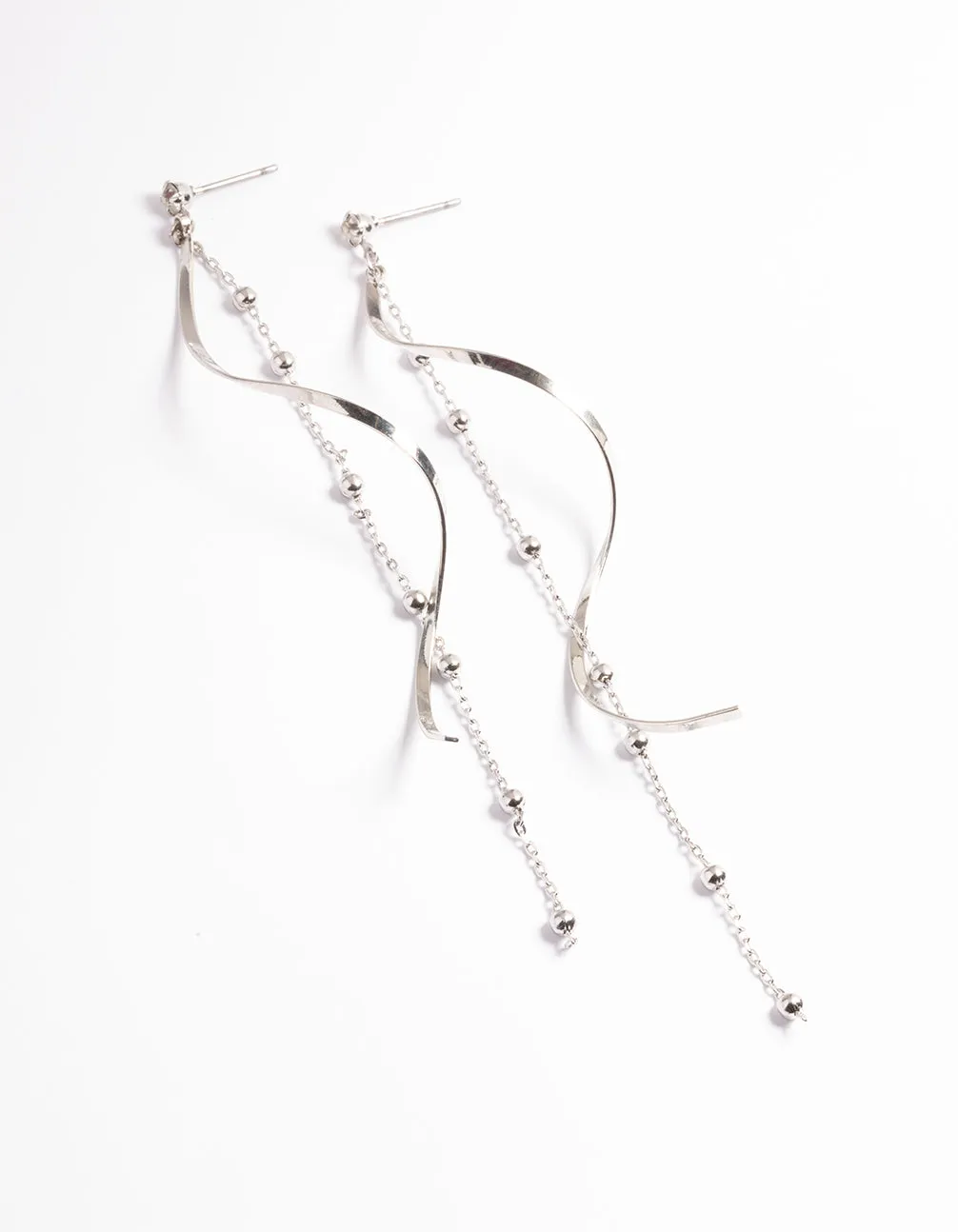 Rhodium Twist Ball Chain Drop Earrings sold by lovisa product image thumbnail 5