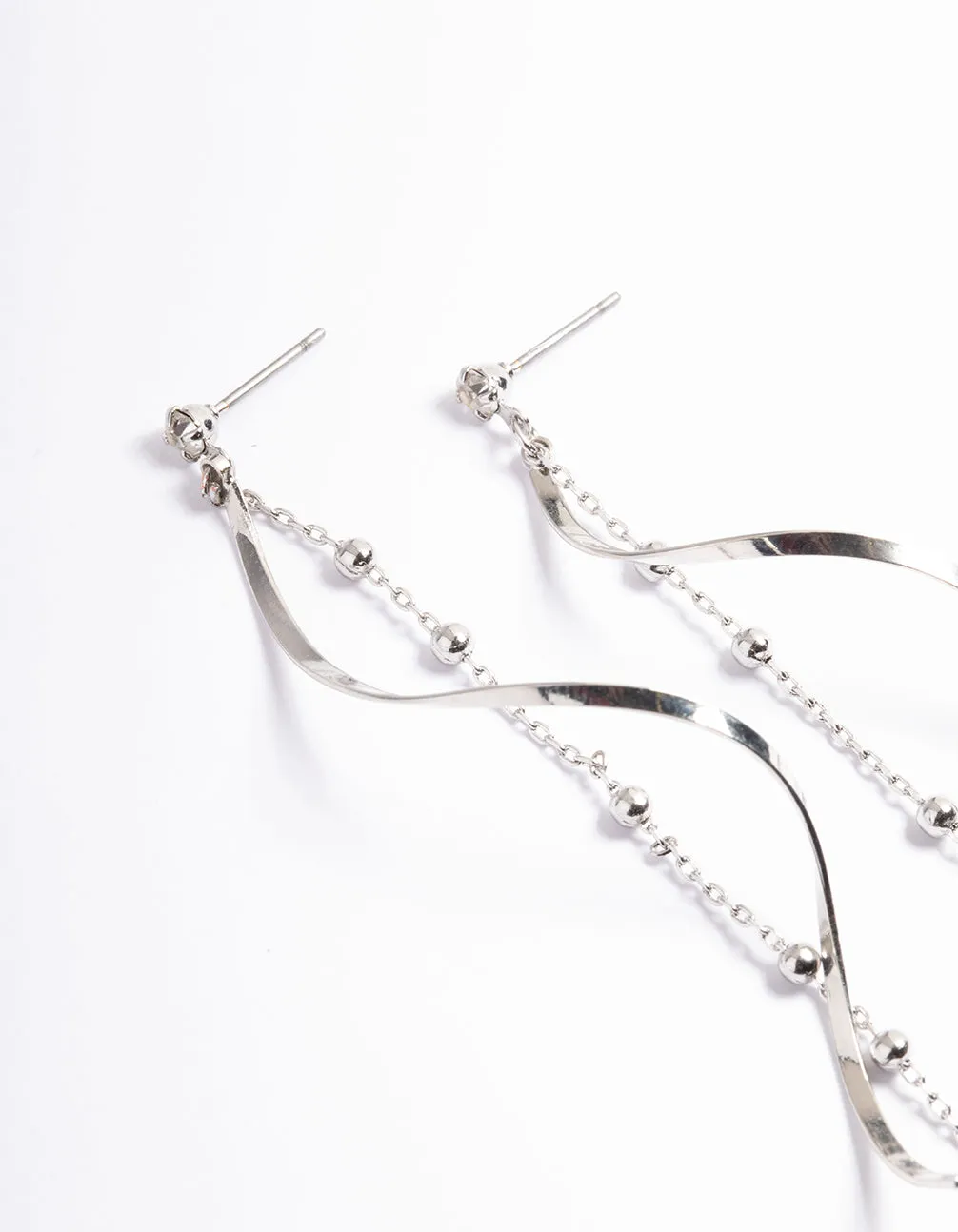 Rhodium Twist Ball Chain Drop Earrings sold by lovisa product image thumbnail 4