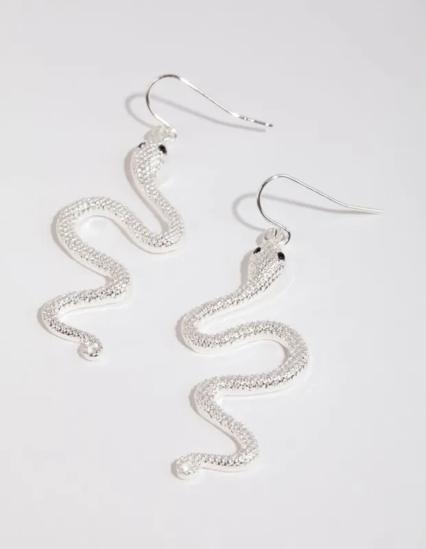 Silver Slithering Snake Drop Earrings sold by lovisa