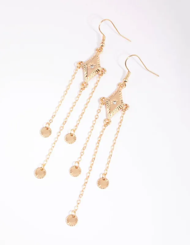 Gold Diamond & Chain Drop Earrings sold by lovisa