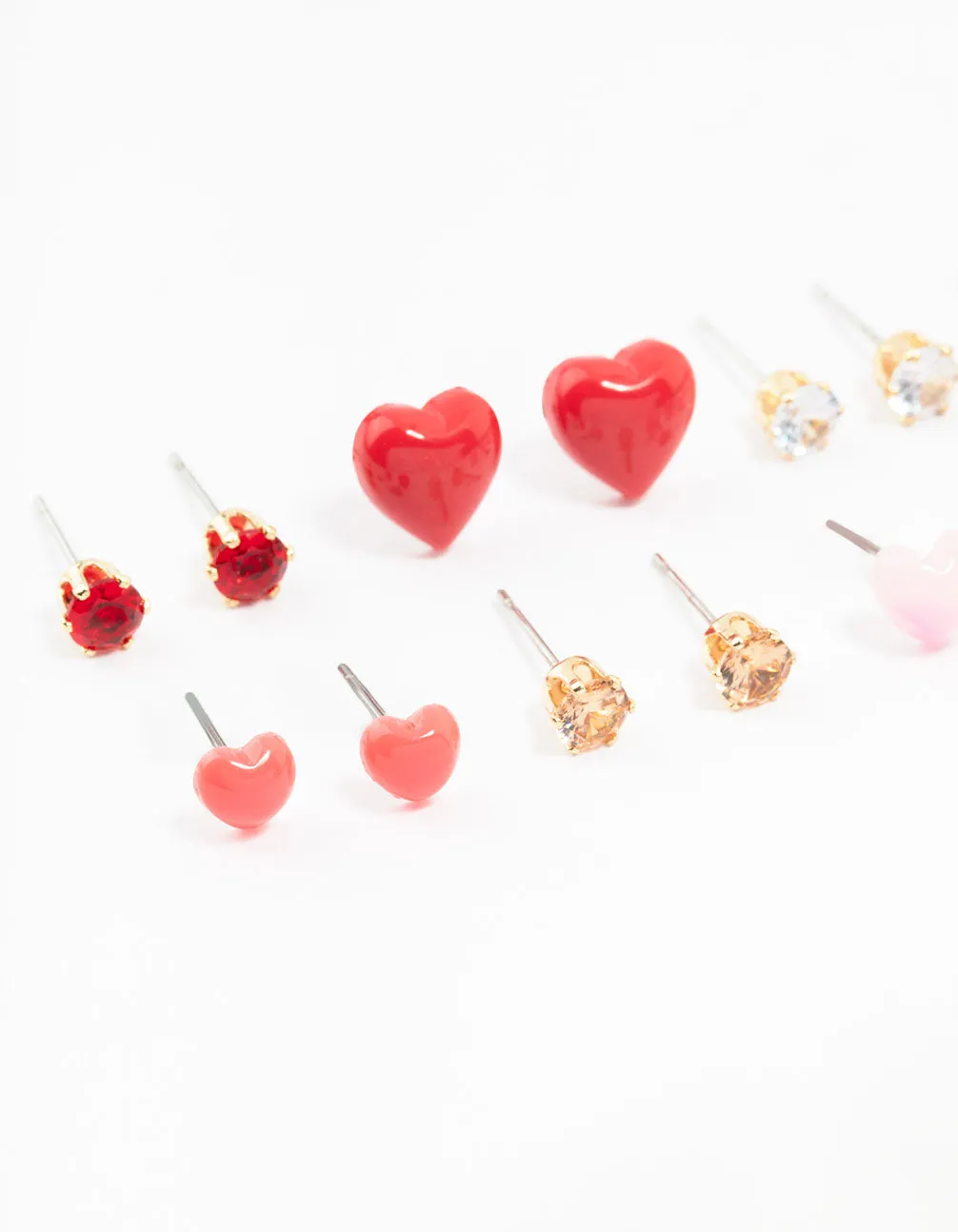 Mixed Gold Love Heart Earrings 8-Pack sold by lovisa product image thumbnail 2
