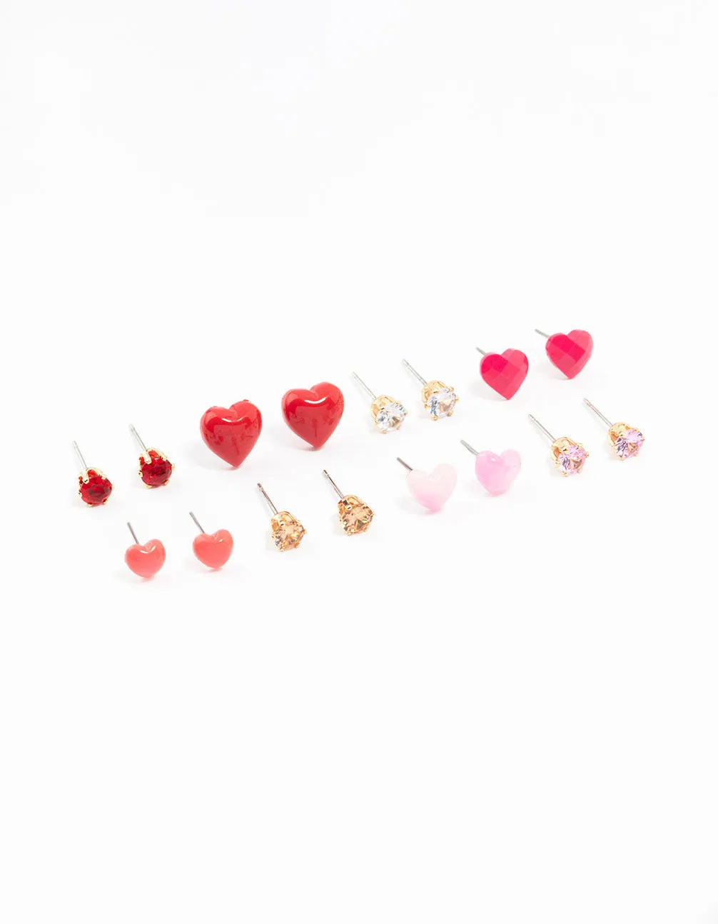 Mixed Gold Love Heart Earrings 8-Pack sold by lovisa