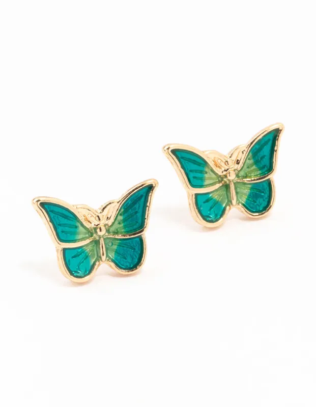 Gold Ombre Butterfly Stud Earrings sold by lovisa