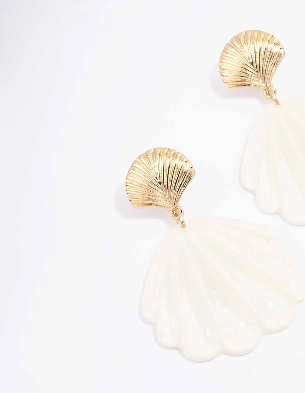 Gold Acrylic Shell Drop Earrings sold by lovisa product image thumbnail 2