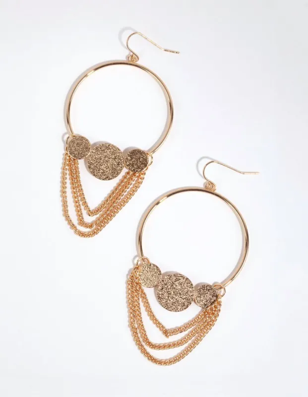 Gold Mixed Disc Chain Earrings sold by lovisa