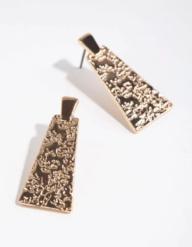 Gold Textured Trapeze Drop Earrings sold by lovisa