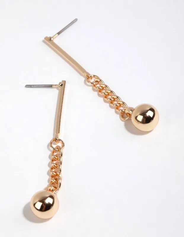 Gold Bar Chain & Ball Earrings sold by lovisa