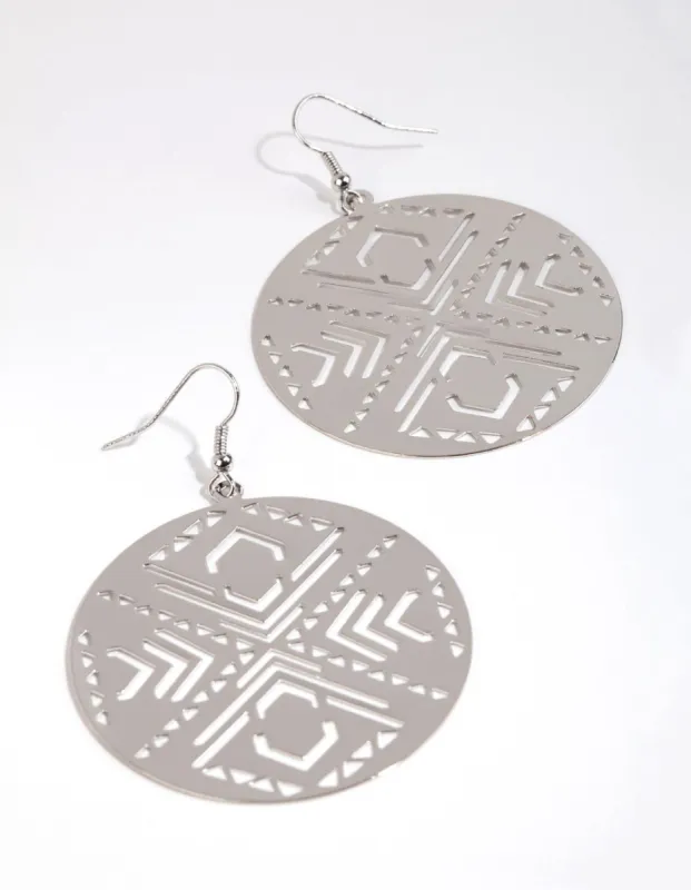 Rhodium Large Coin Drop Earrings sold by lovisa