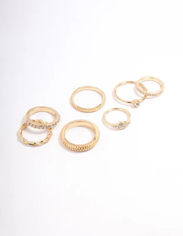 Gold Cluster & Textured Ring Pack sold by lovisa