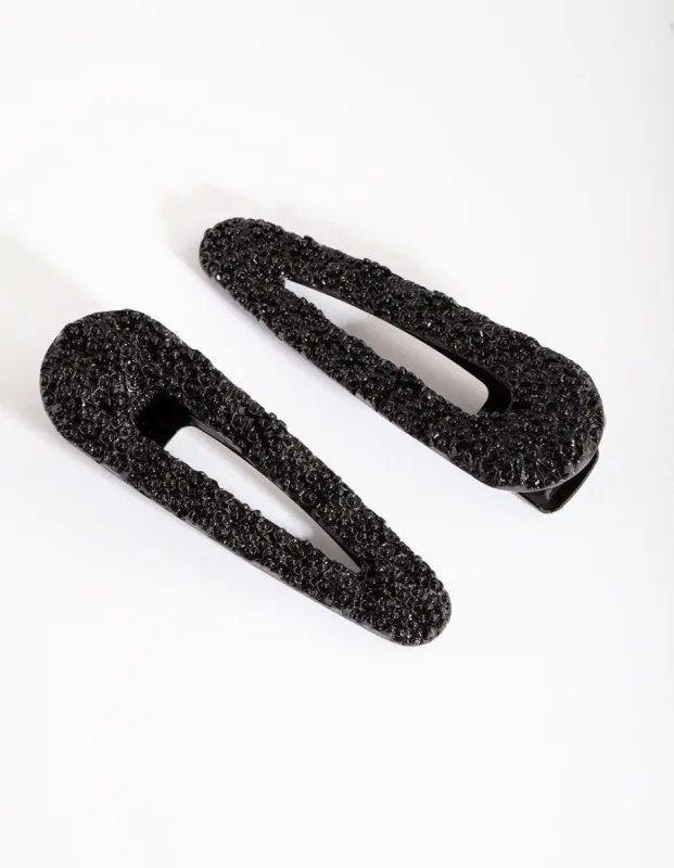 Black Textured Hair Clip Pack sold by lovisa
