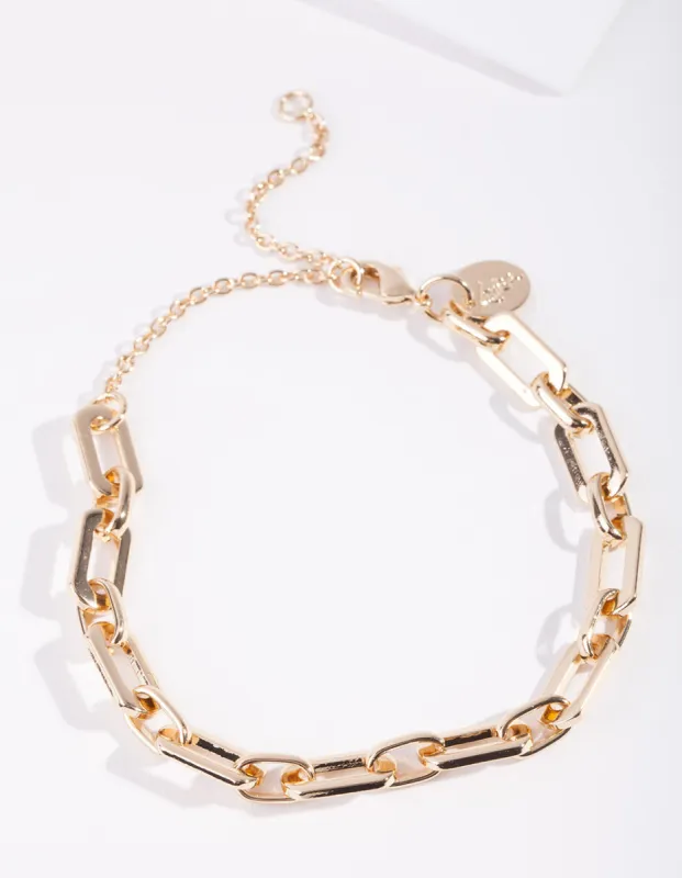 Gold Rectangle Chain Bracelet sold by lovisa
