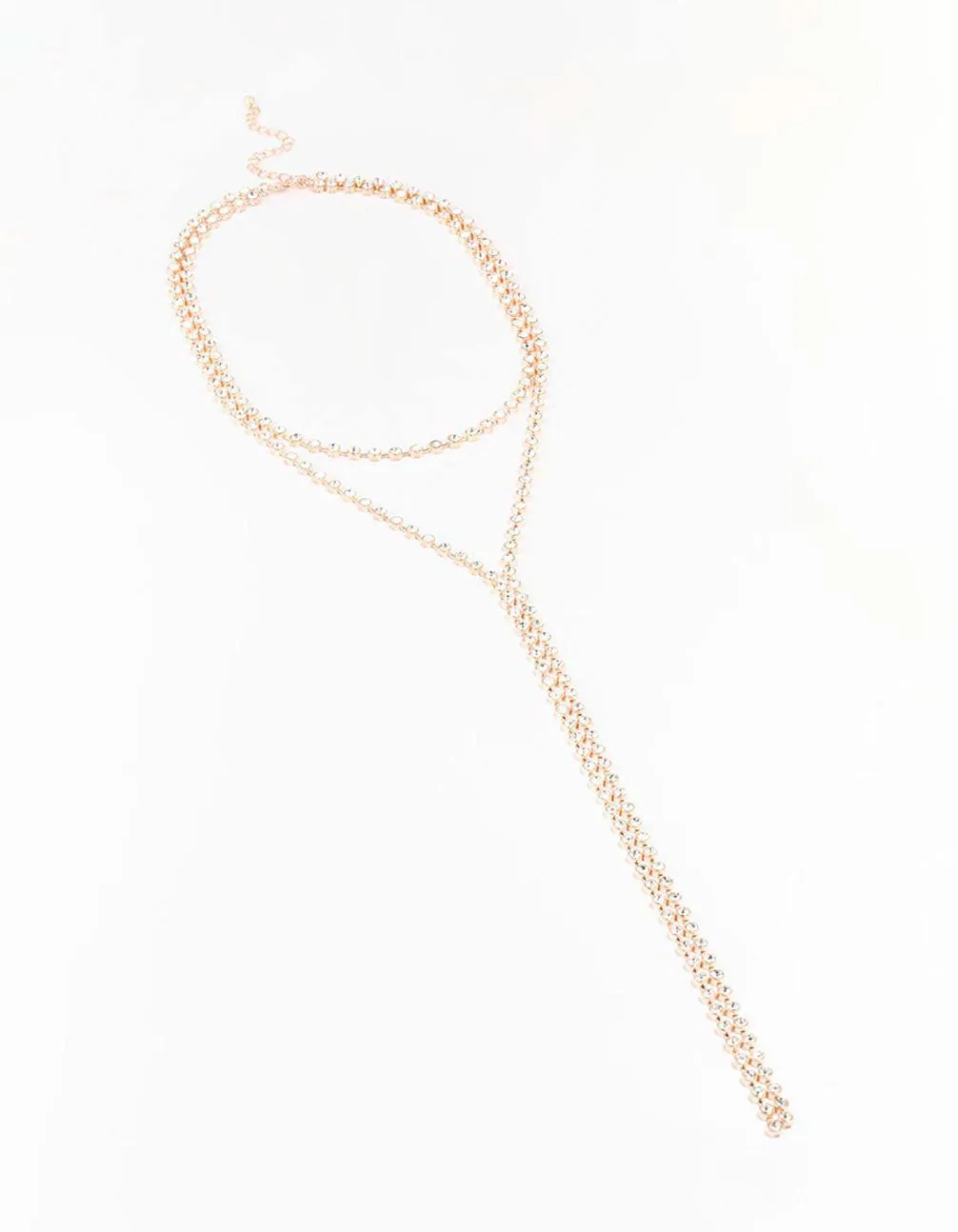 Rose Gold Diamante Lariat Necklace sold by lovisa