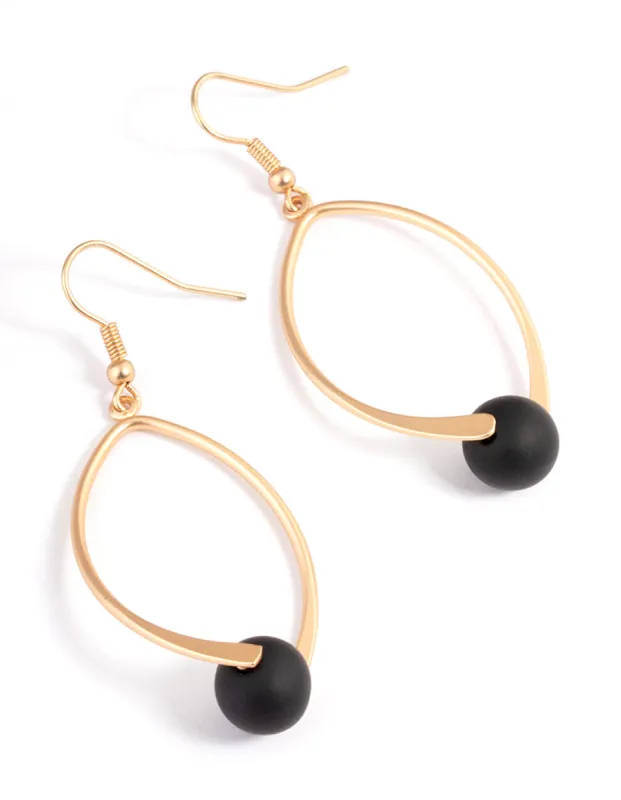 Black Long Twist Ball Drop Earrings sold by lovisa