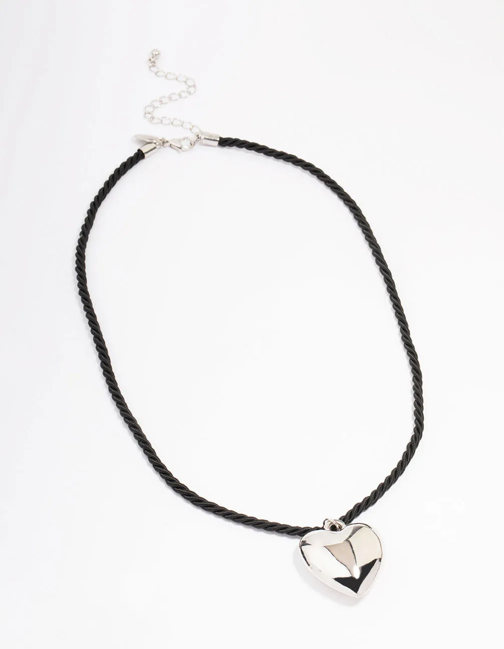 Rhodium Metal Heart Cord Necklace sold by lovisa product image thumbnail 2