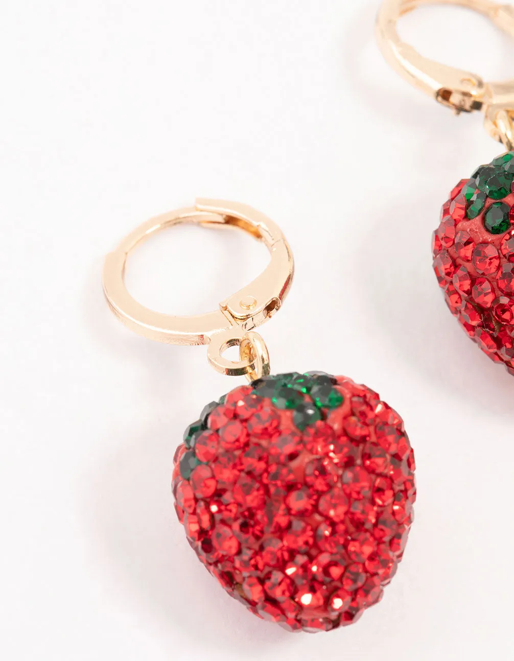 Strawberry Diamante Gold Huggie Earrings sold by lovisa product image thumbnail 2