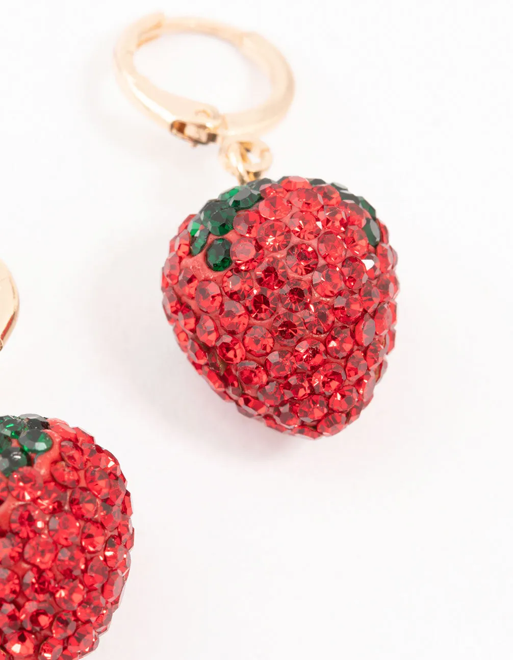Strawberry Diamante Gold Huggie Earrings sold by lovisa product image thumbnail 3