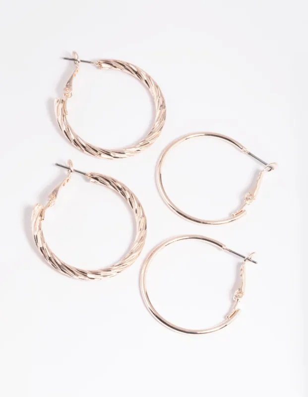 Rose Gold Plain Text Hoop Earrings sold by lovisa