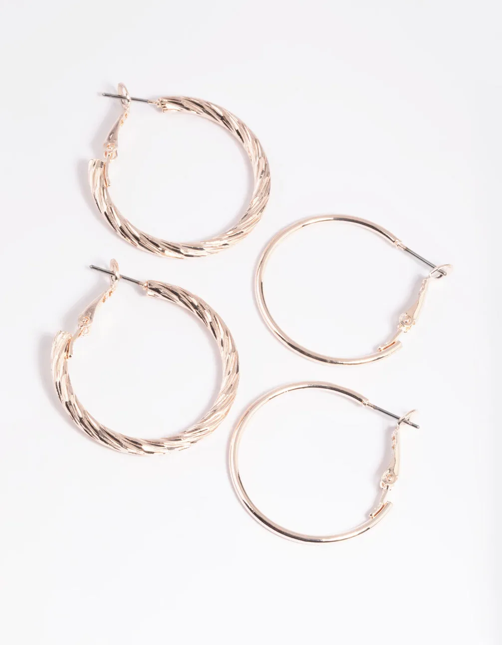 Rose Gold Plain Text Hoop Earrings sold by lovisa