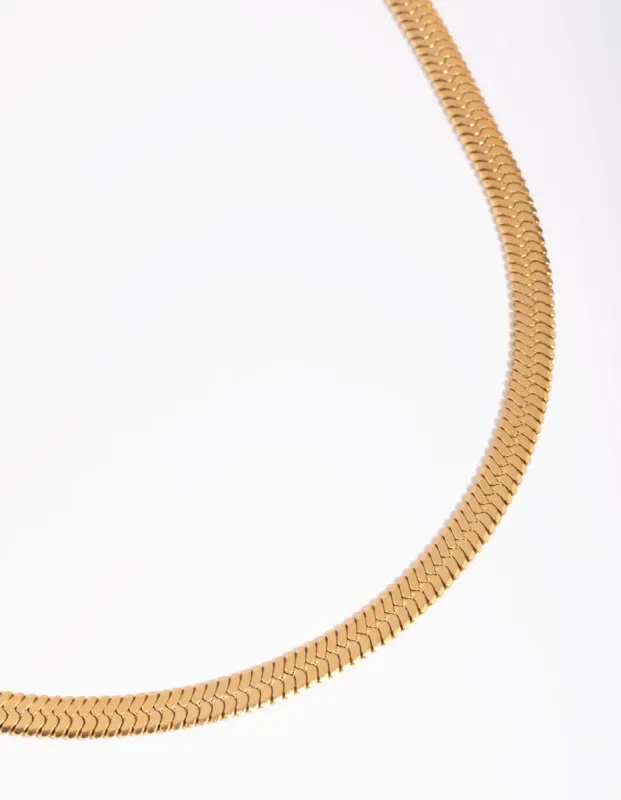 Waterproof Gold Plated Stainless Steel Herringbone Necklace sold by lovisa