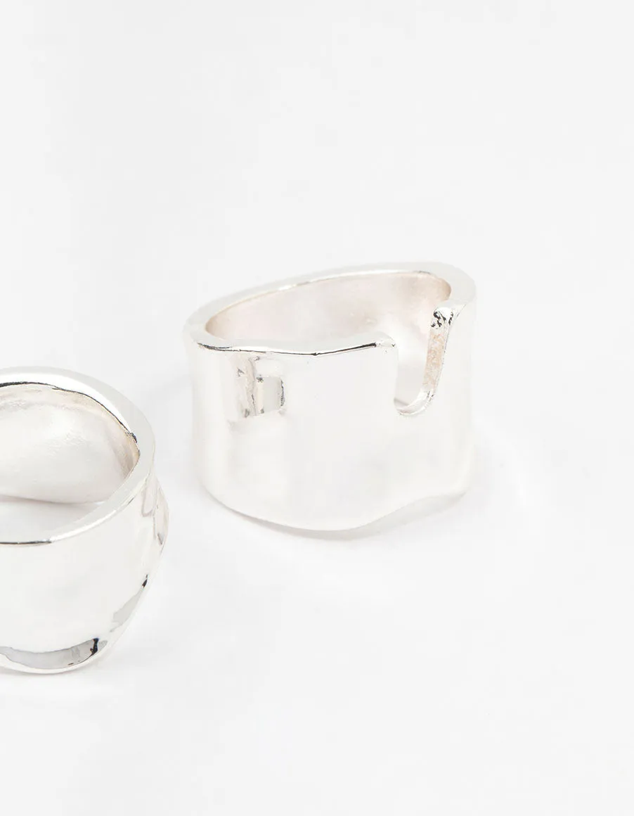 Silver Plated Large Molten Rings 2-Pack sold by lovisa product image thumbnail 3