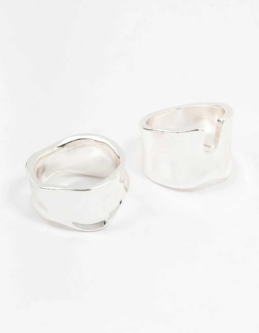 Silver Plated Large Molten Rings 2-Pack sold by lovisa