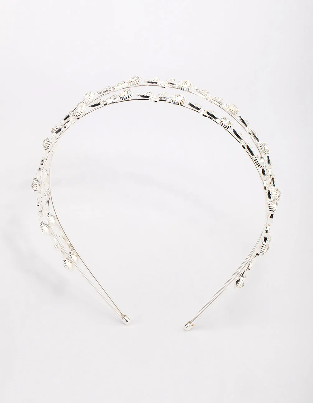 Silver Floral Diamante Headband sold by lovisa