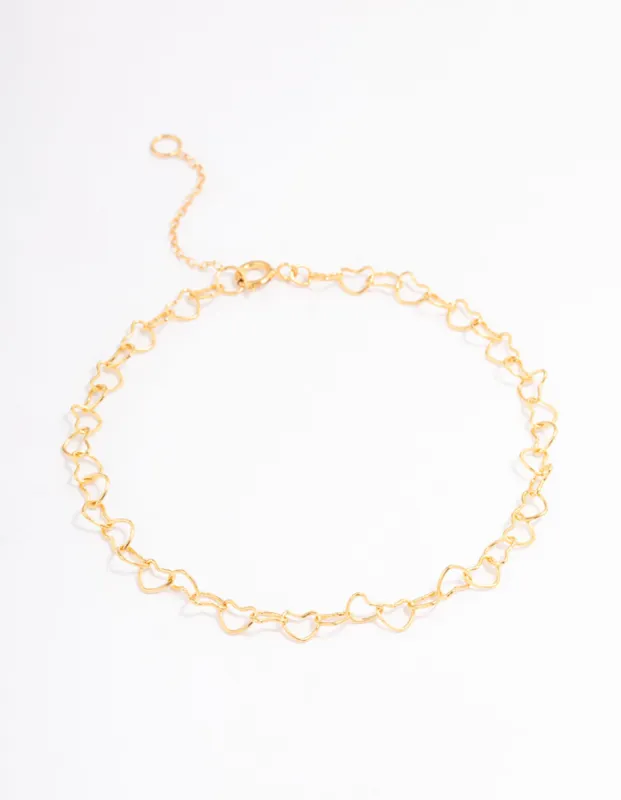 Gold Plated Sterling Silver Linked Hearts Bracelet sold by lovisa