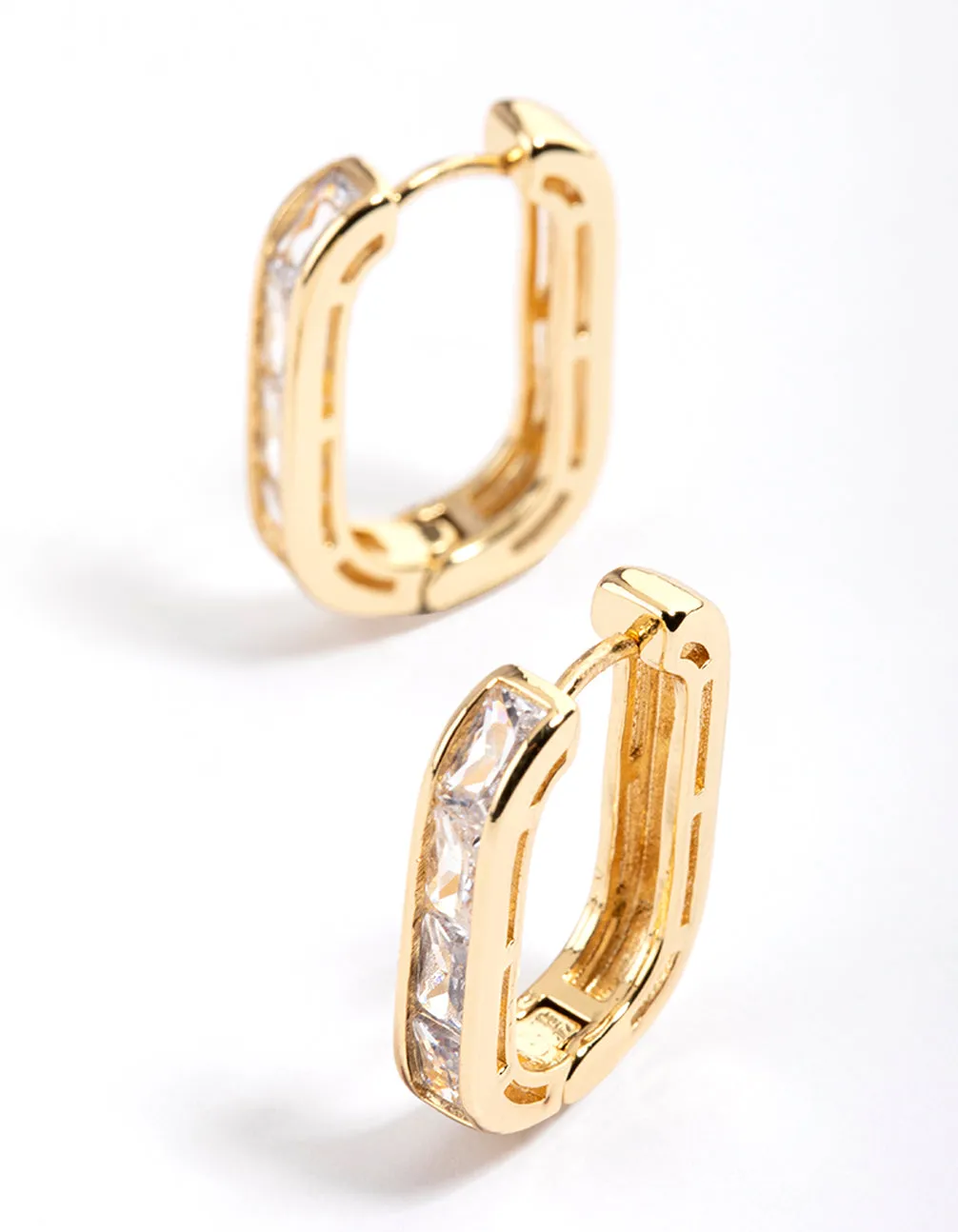 Gold Plated Oval Baguette Hoop Earrings sold by lovisa product image thumbnail 2