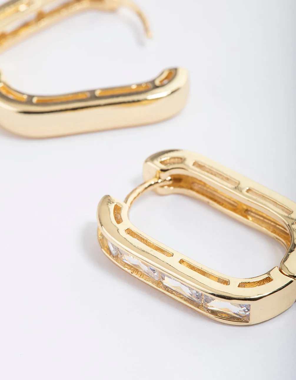 Gold Plated Oval Baguette Hoop Earrings sold by lovisa product image thumbnail 3