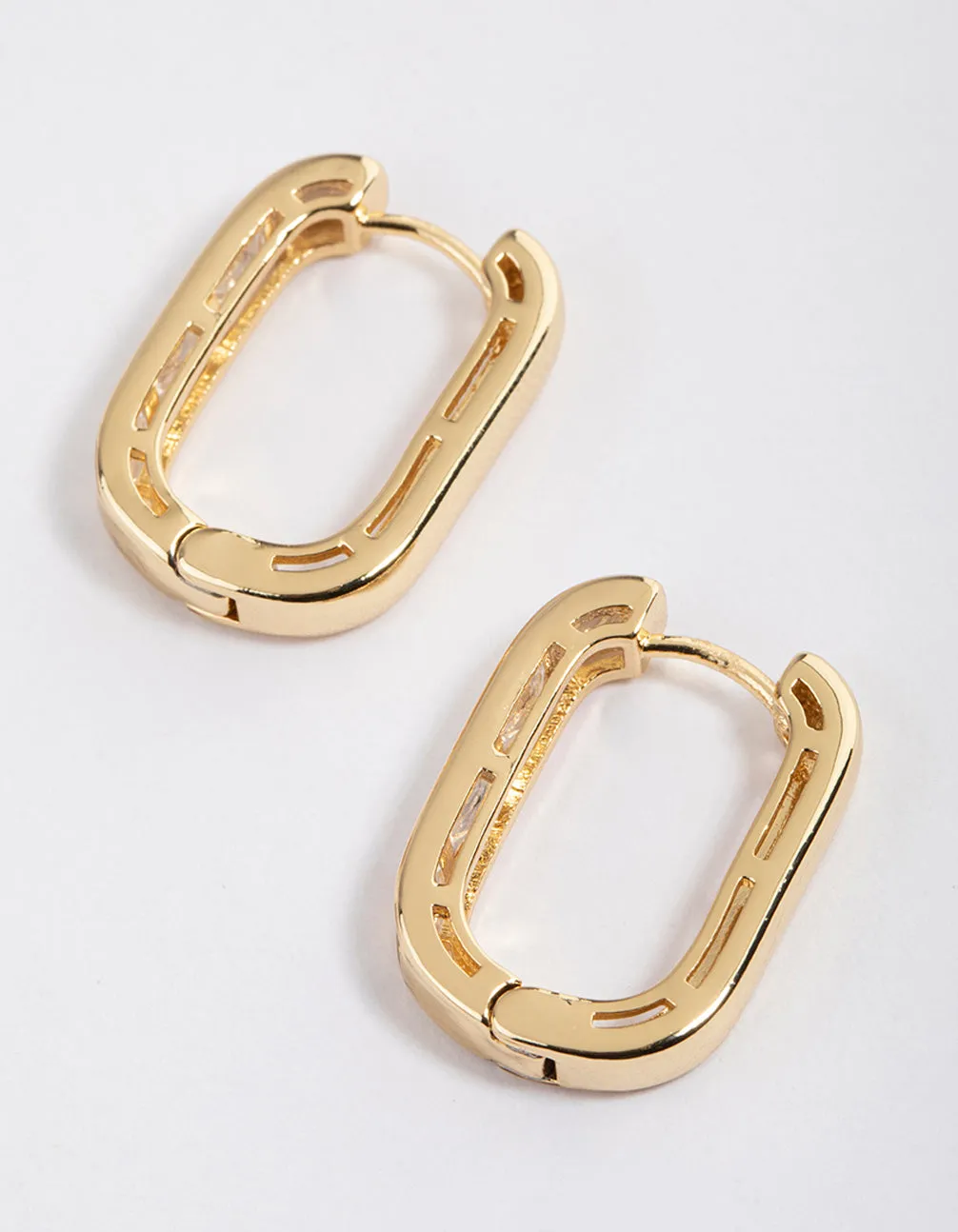 Gold Plated Oval Baguette Hoop Earrings sold by lovisa