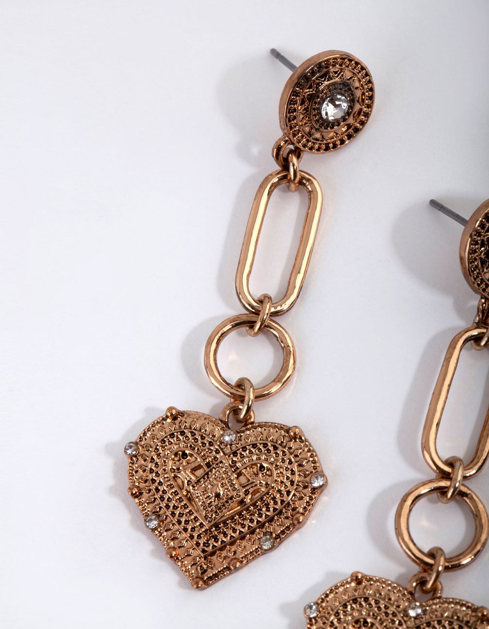 Antique Gold Heart Link Drop Earrings sold by lovisa product image thumbnail 2