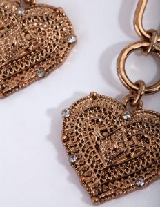 Antique Gold Heart Link Drop Earrings sold by lovisa