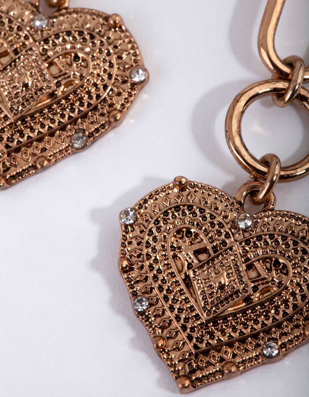 Antique Gold Heart Link Drop Earrings sold by lovisa product image thumbnail 3