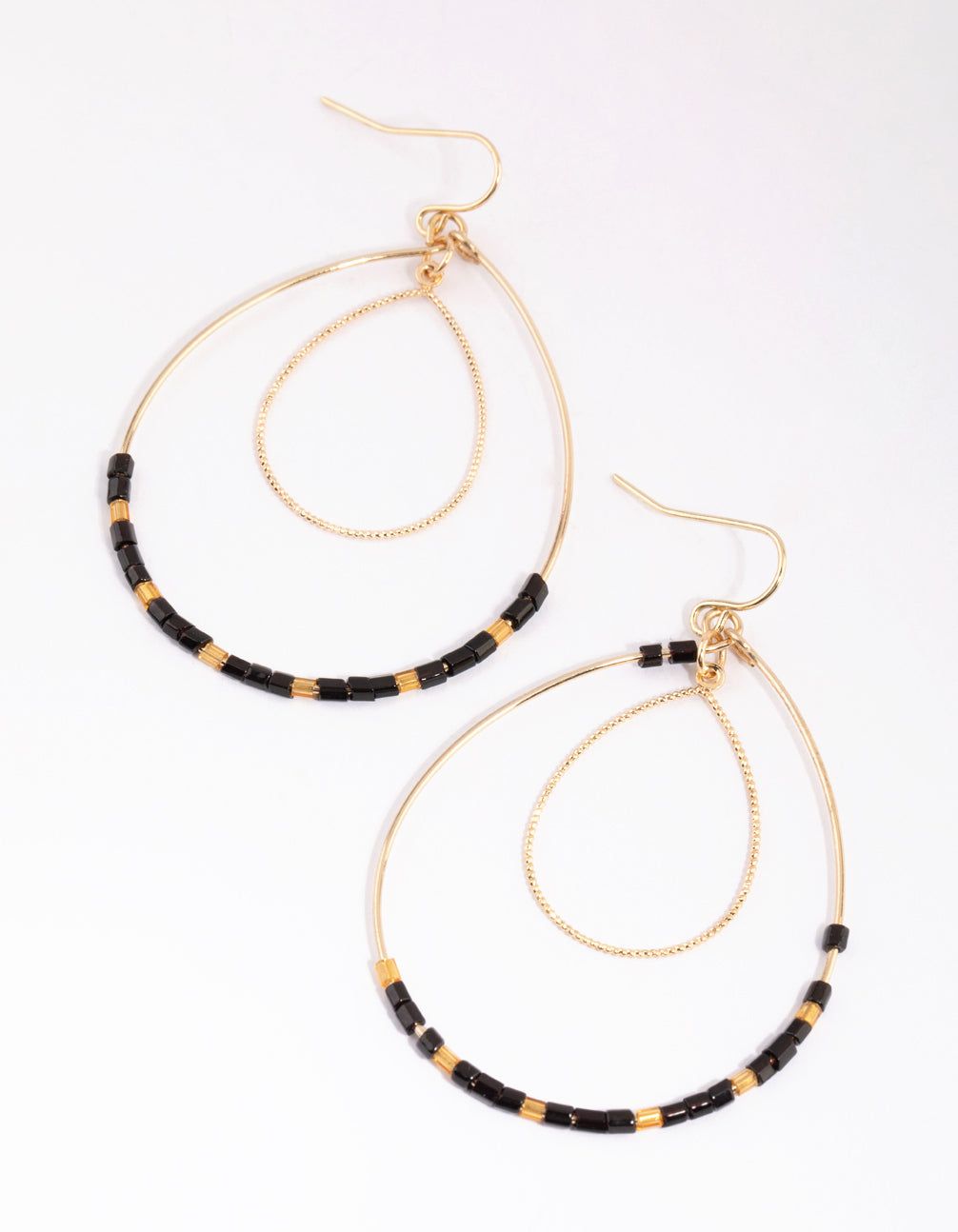 Black Bead Teardrop Earrings sold by lovisa
