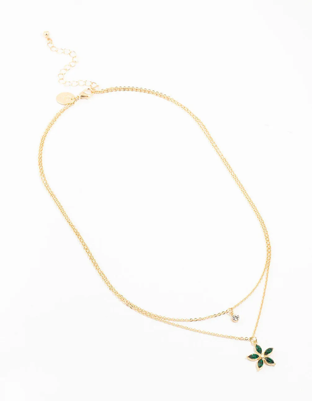 Double Gold Chain Flower Necklace sold by lovisa product image thumbnail 2