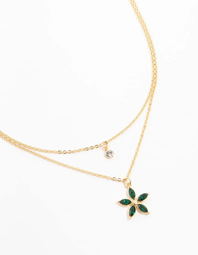 Double Gold Chain Flower Necklace sold by lovisa
