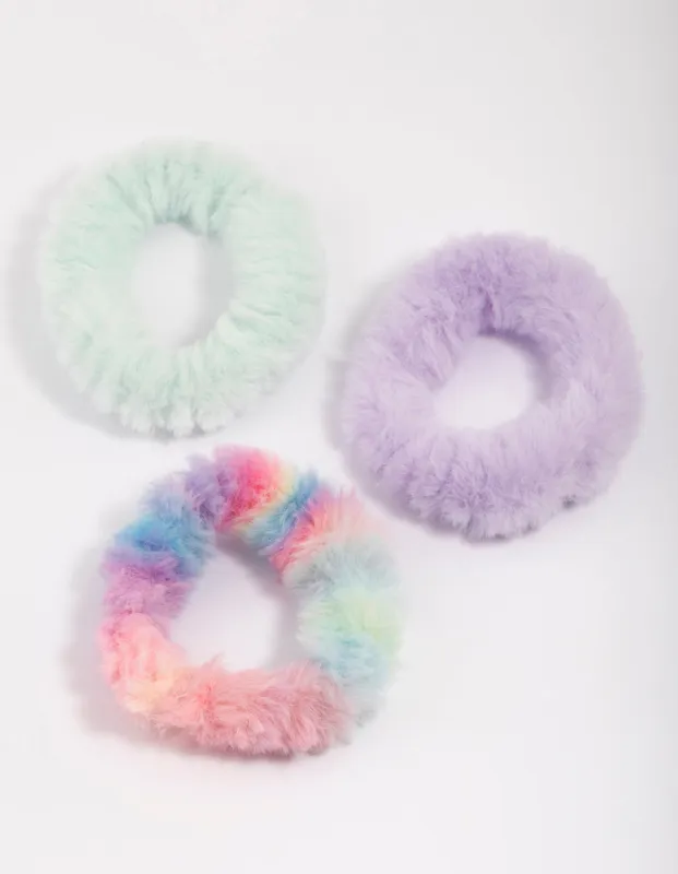 Pastel Mixed Fluffy Hair Scrunchie Pack sold by lovisa