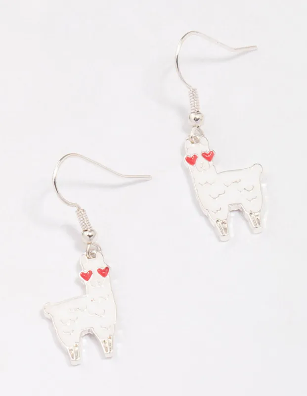 Silver Llama Drop Earrings sold by lovisa