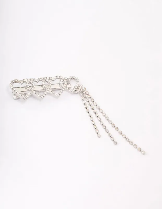 Rhodium Heart Diamante Cupchain Hair Clip sold by lovisa