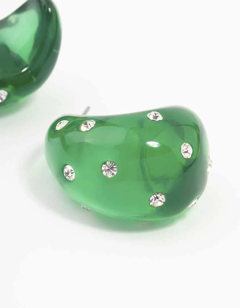 Green Acrylic Chunky Diamante Hoop Earrings sold by lovisa product image thumbnail 3