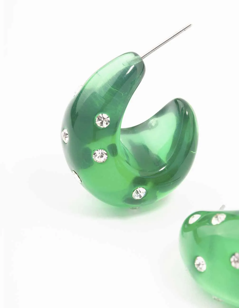Green Acrylic Chunky Diamante Hoop Earrings sold by lovisa product image thumbnail 2