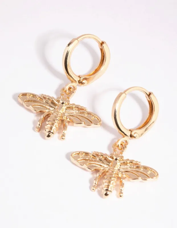 Gold Bee Pendant Huggie Hoop Earrings sold by lovisa