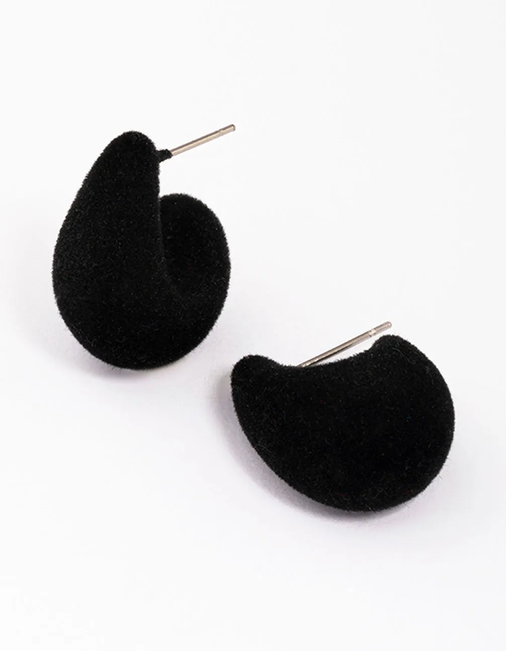 Black Velvet Fabric Droplet Huggie Earrings sold by lovisa