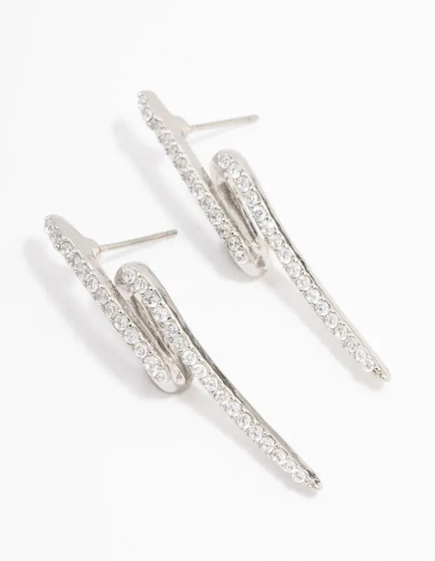 Silver Diamante Lightning Bolt Drop Earrings sold by lovisa