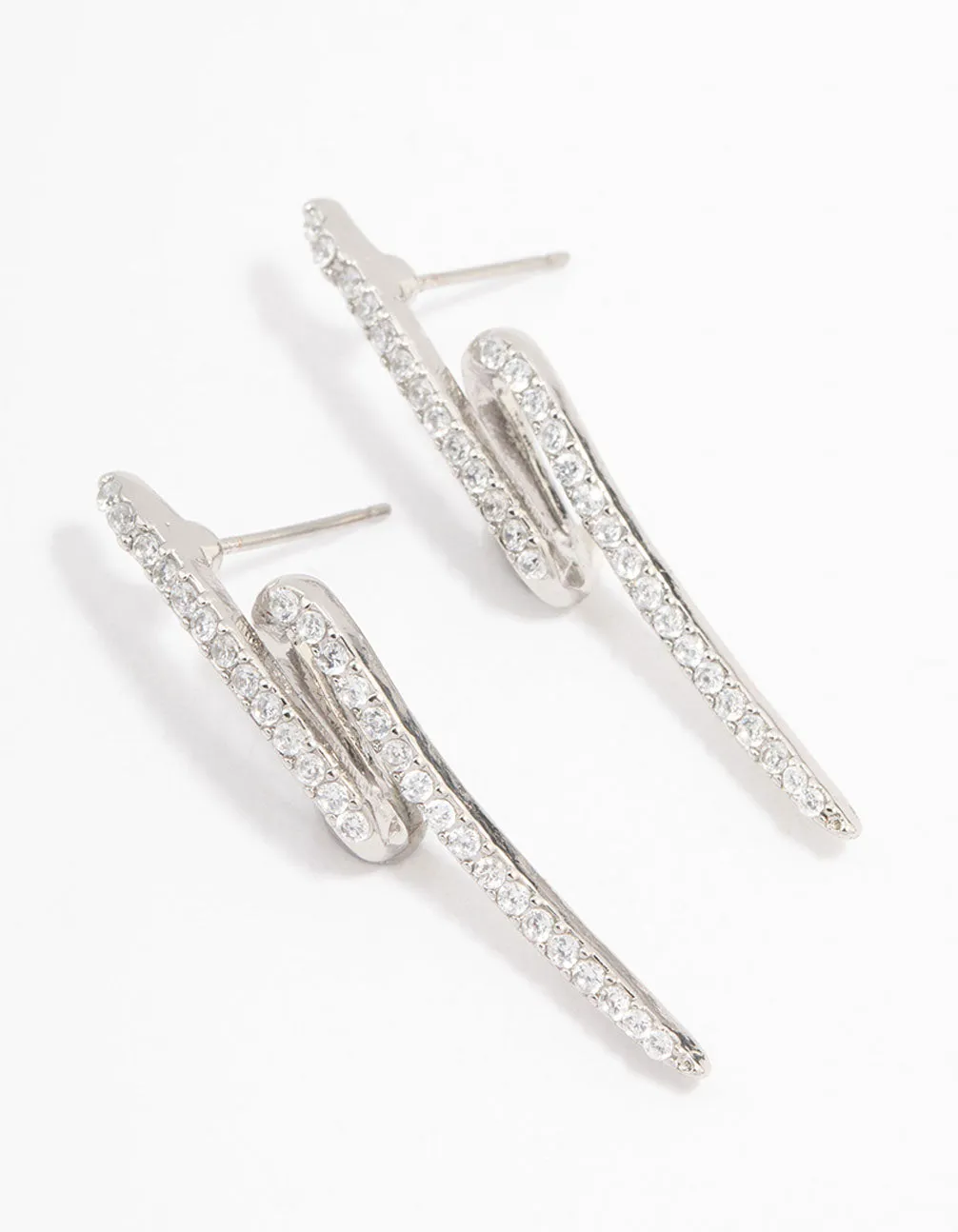Silver Diamante Lightning Bolt Drop Earrings sold by lovisa