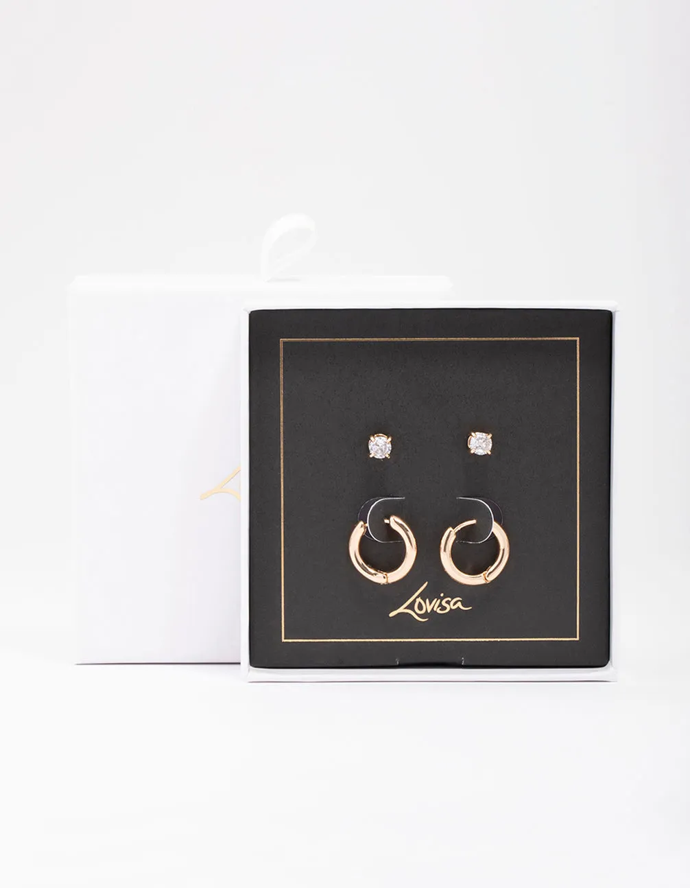 Gold Diamante Stud & Hoop Earring Pack sold by lovisa product image thumbnail 2
