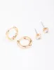 Gold Diamante Stud & Hoop Earring Pack sold by lovisa
