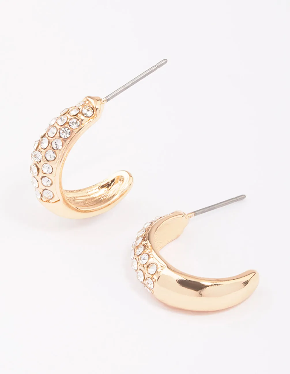 Gold Pave Diamante Hoop Earrings sold by lovisa